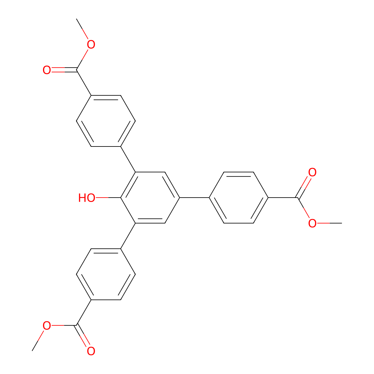 Dimethyl 2'-hydroxy-5'-(4-(methoxycarbonyl)phenyl)-[1,1':3',1''-terphenyl]-4,4''-dicarboxylate molecular structure, CAS 1353118-72-5
