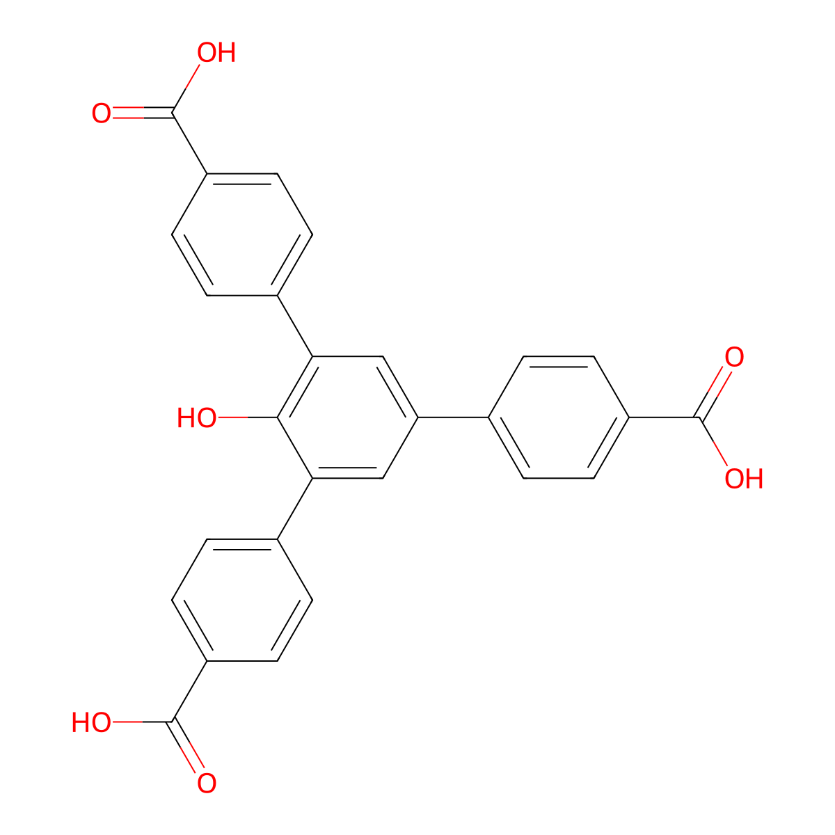 [1,1':3',1''-Terphenyl]-4,4''-dicarboxylic acid, 5'-(4-carboxyphenyl)-2'-hydroxy- molecular structure, CAS 1353118-75-8