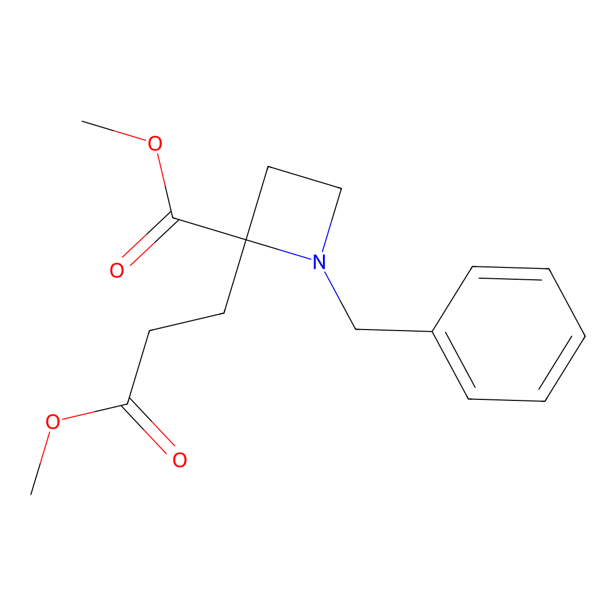 Methyl 1-benzyl-2-(3-methoxy-3-oxopropyl)azetidine-2-carboxylate molecular structure, CAS 1353160-88-9
