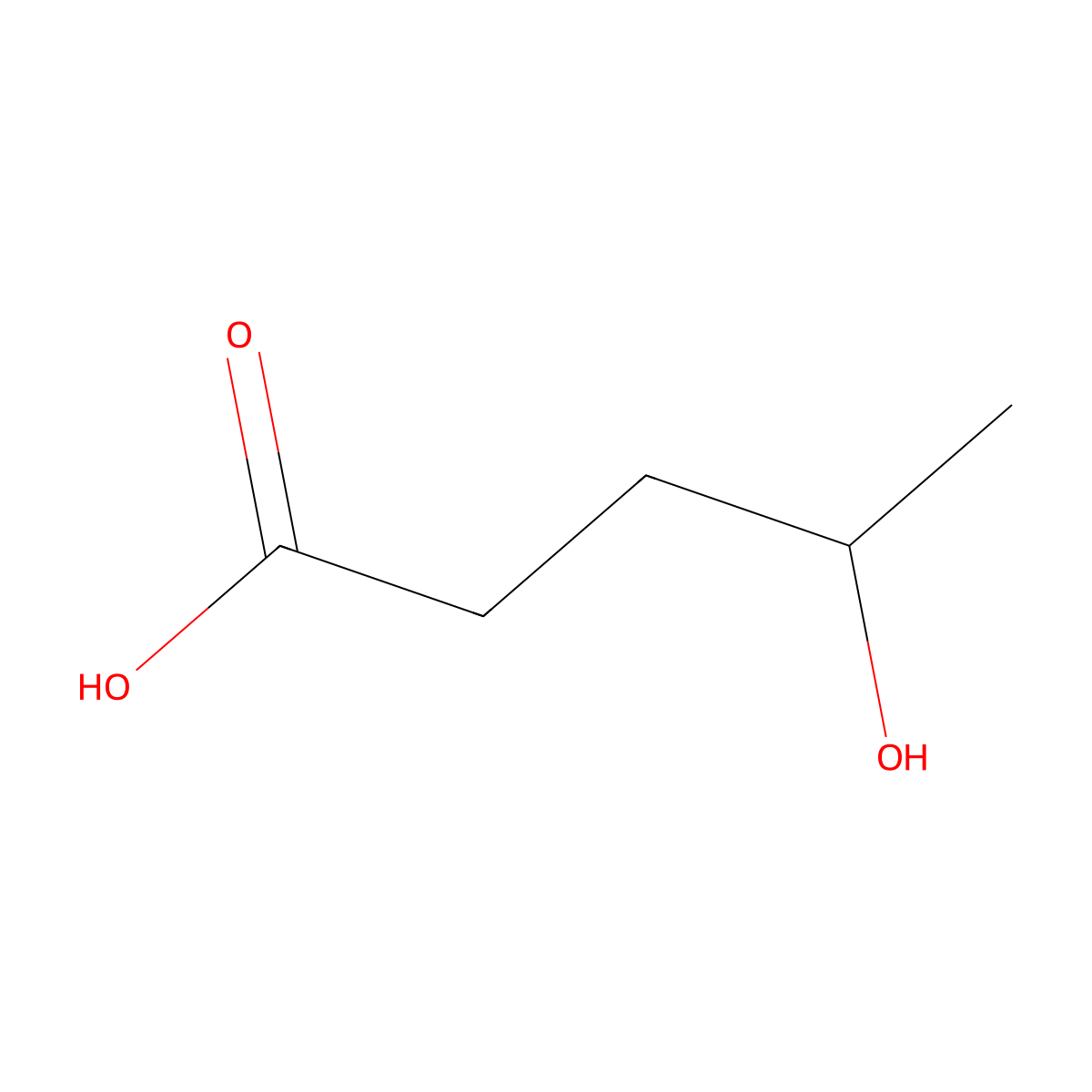 4-Hydroxyvaleric acid molecular structure, CAS 13532-37-1