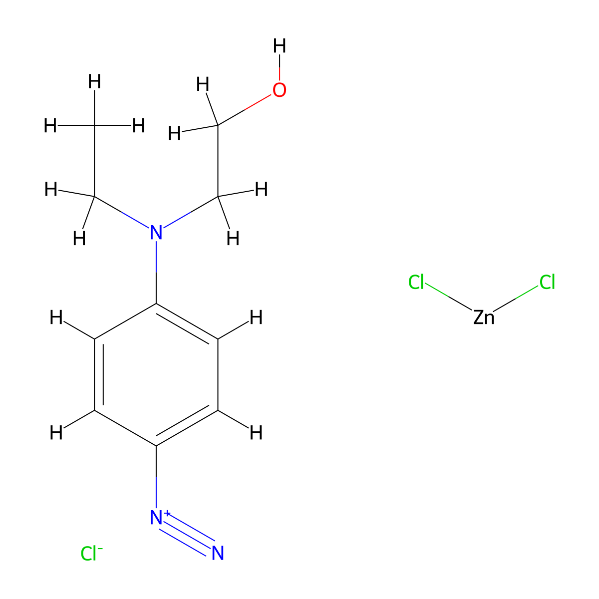Benzenediazonium, 4-[ethyl(2-hydroxyethyl)amino]-, chloride, compd. with zinc chloride (ZnCl2) (1:1:?) molecular structure, CAS 13532-96-2