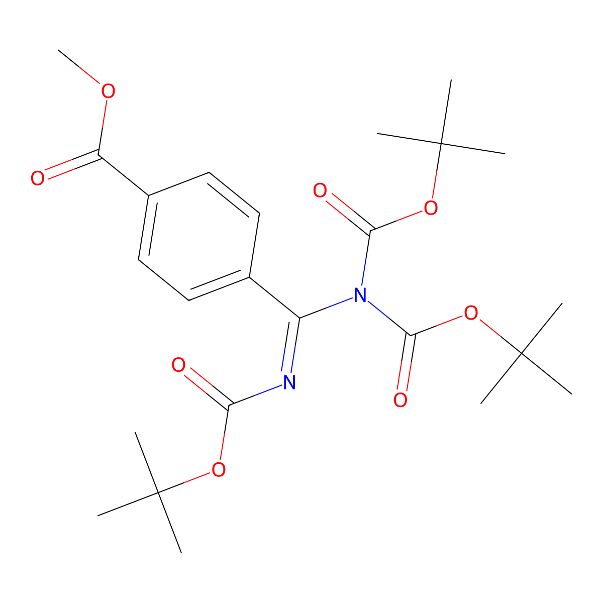 (E)-methyl 4-(N,N,N'-tris(tert-butoxycarbonyl)carbamimidoyl)benzoate molecular structure, CAS 135321-85-6