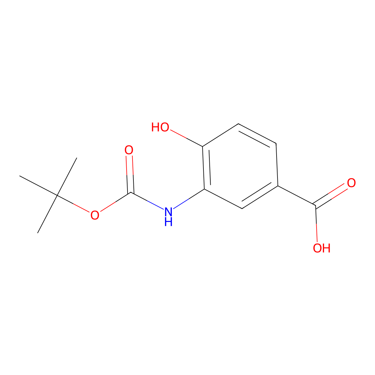 3-((tert-Butoxycarbonyl)amino)-4-hydroxybenzoic acid molecular structure, CAS 135322-01-9