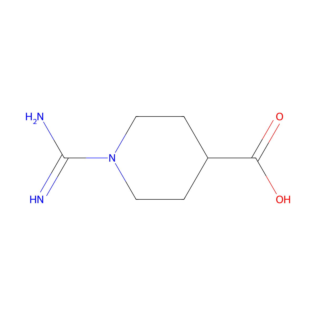1-Carbamimidoyl-piperidine-4-carboxylic acid molecular structure, CAS 135322-16-6