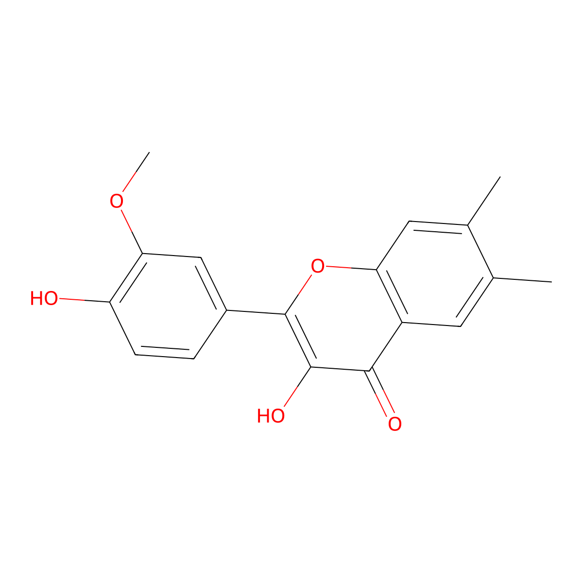 3-Hydroxy-2-(4-hydroxy-3-methoxyphenyl)-6,7-dimethylchromen-4-one molecular structure, CAS 1353223-95-6
