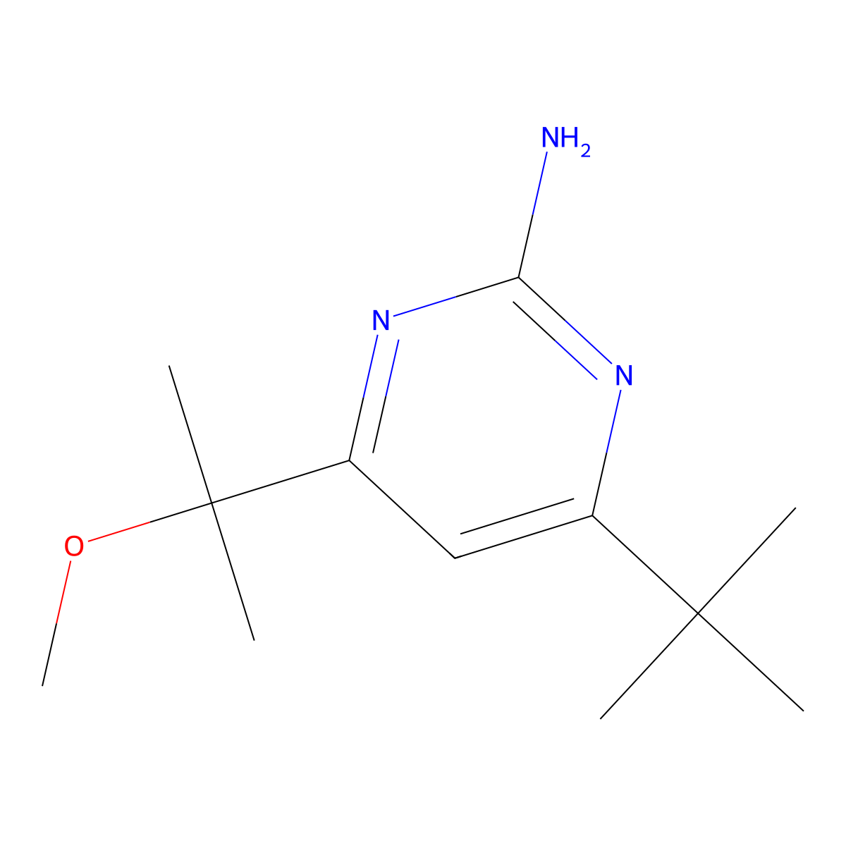 4-Tert-butyl-6-(2-methoxypropan-2-yl)pyrimidin-2-amine molecular structure, CAS 135324-04-8