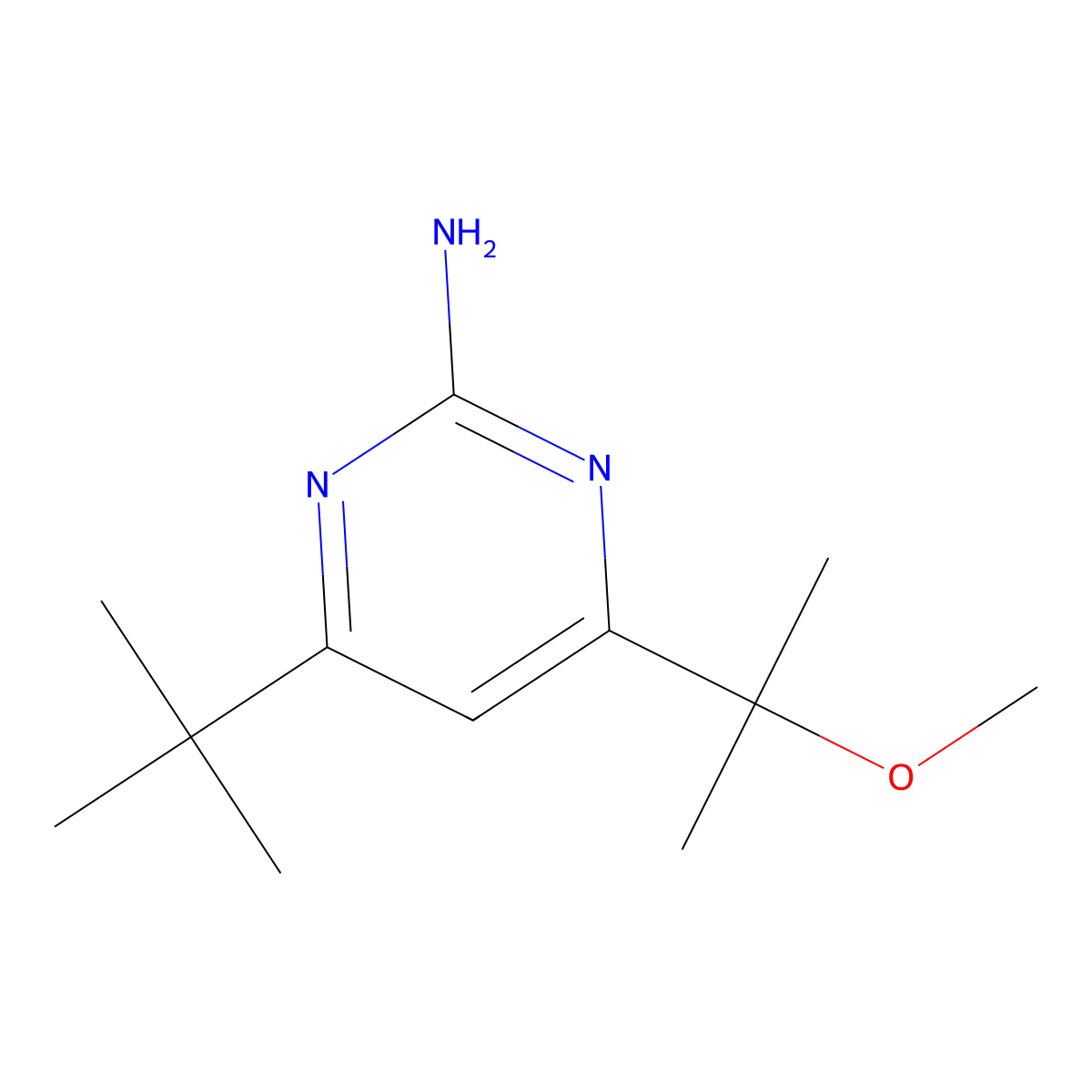 4-Tert-butyl-6-(2-methoxypropan-2-yl)pyrimidin-2-amine molecular structure, CAS 135324-04-8