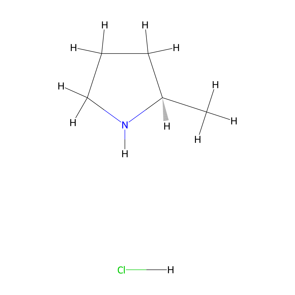 (2R)-(-)-2-Methylpyrrolidine hydrochloride molecular structure, CAS 135324-85-5