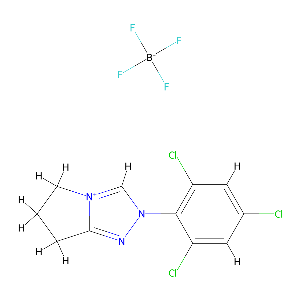 2-(2,4,6-Trichlorophenyl)-6,7-dihydro-5H-pyrrolo[2,1-c][1,2,4]triazol-2-ium tetrafluoroborate molecular structure, CAS 1353251-02-1