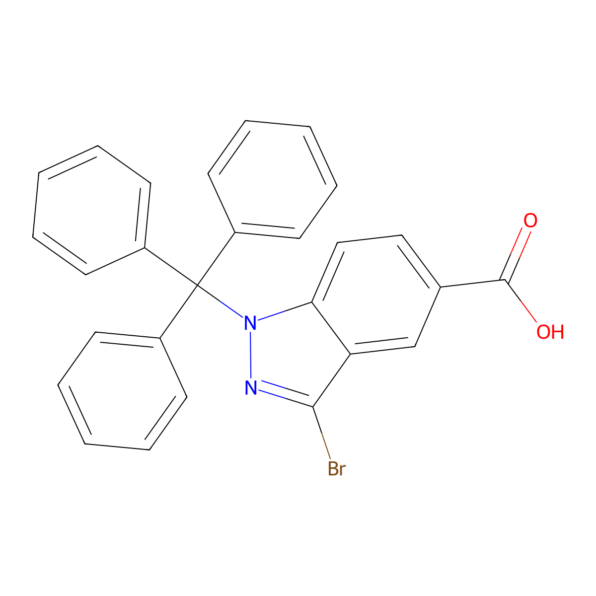 3-bromo-1-trityl-1H-indazole-5-carboxylic acid molecular structure, CAS 1353254-39-3