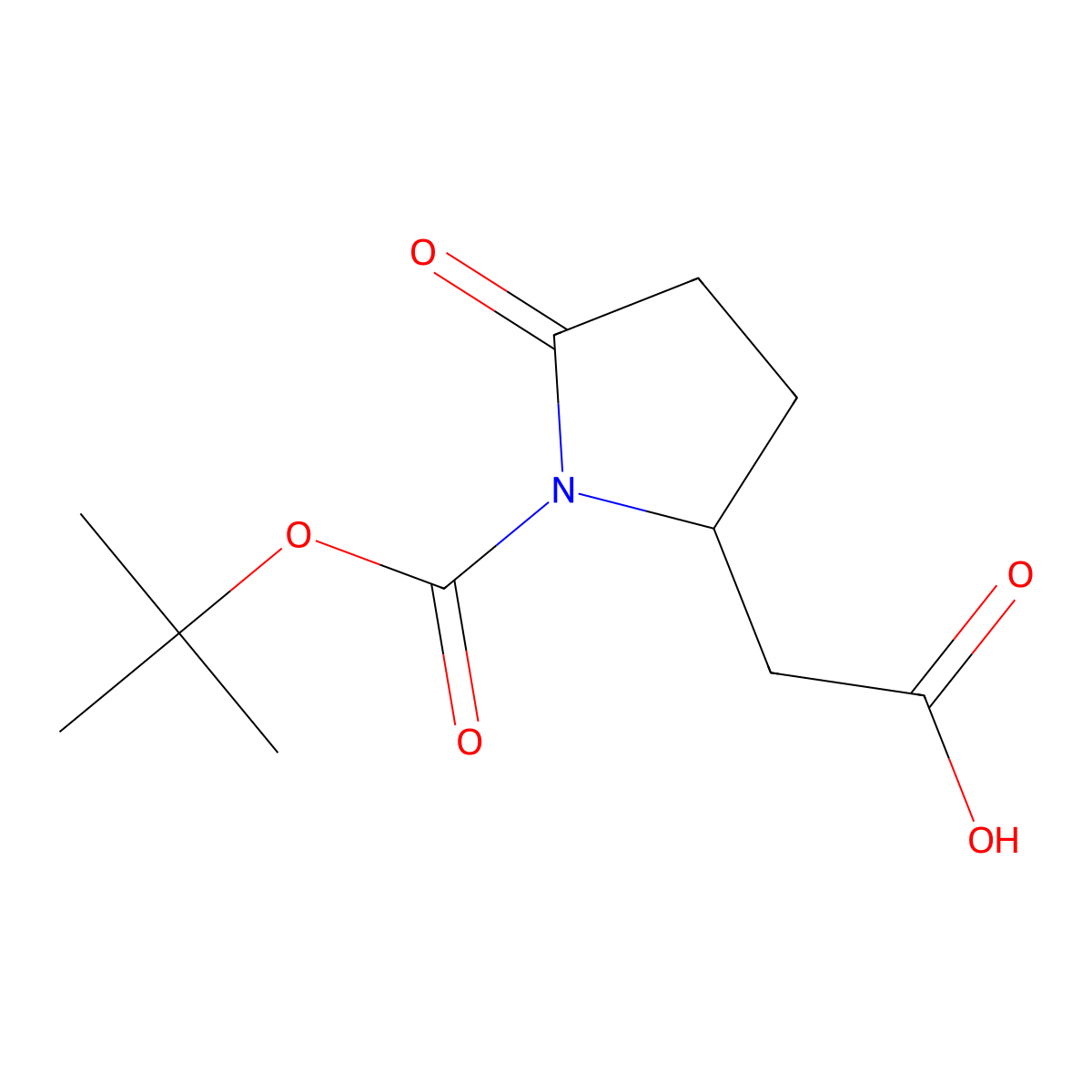 2-{1-[(Tert-butoxy)carbonyl]-5-oxopyrrolidin-2-yl}acetic acid molecular structure, CAS 1353275-36-1