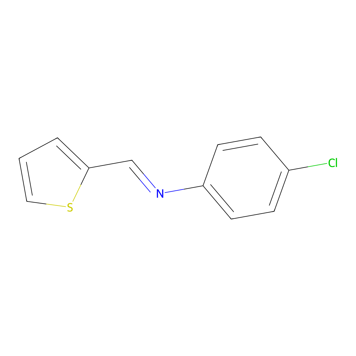 (4-Chlorophenyl)(2-thienylmethylene)amine molecular structure, CAS 13533-31-8