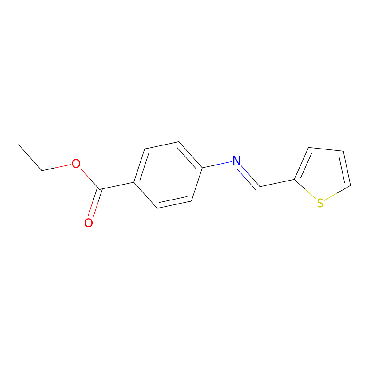 Ethyl 4-(thiophen-2-ylmethylideneamino)benzoate molecular structure, CAS 13533-34-1