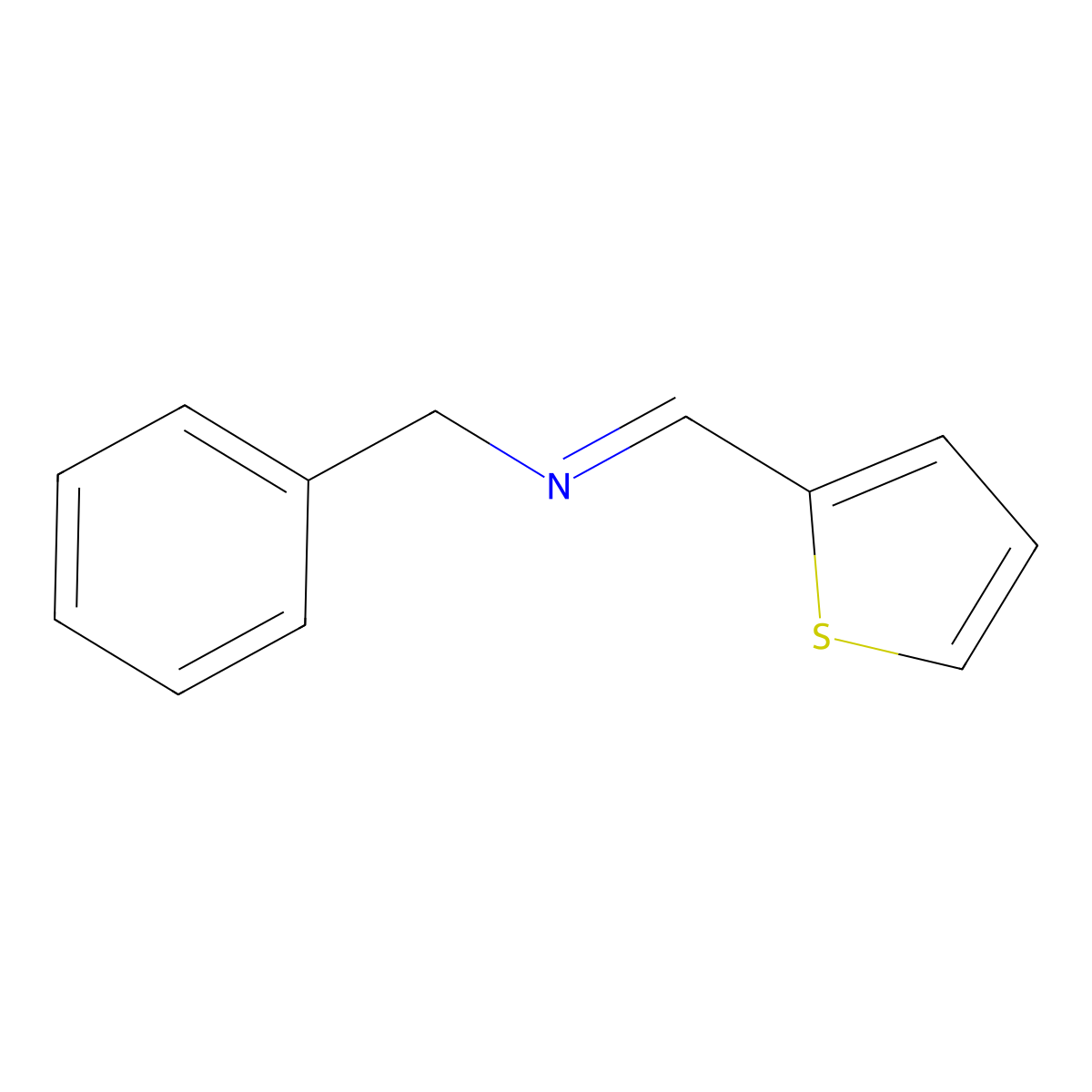 Benzenemethanamine, N-(2-thienylmethylene)- molecular structure, CAS 13533-35-2