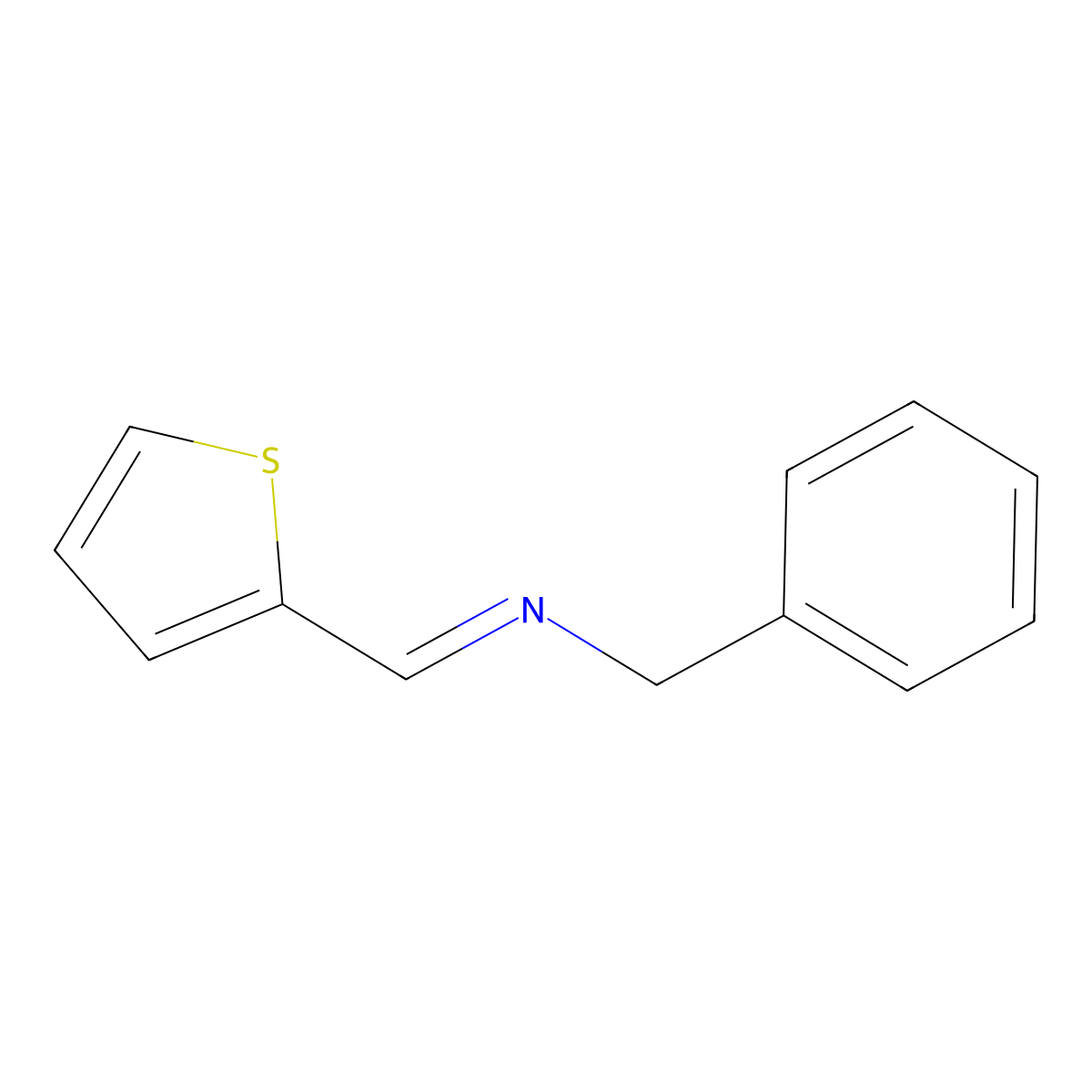 Benzenemethanamine, N-(2-thienylmethylene)- molecular structure, CAS 13533-35-2