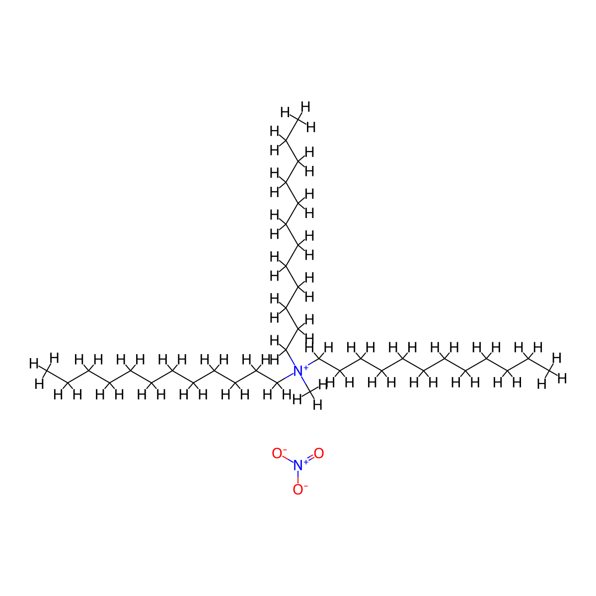 Tridodecylmethylammonium nitrate molecular structure, CAS 13533-59-0