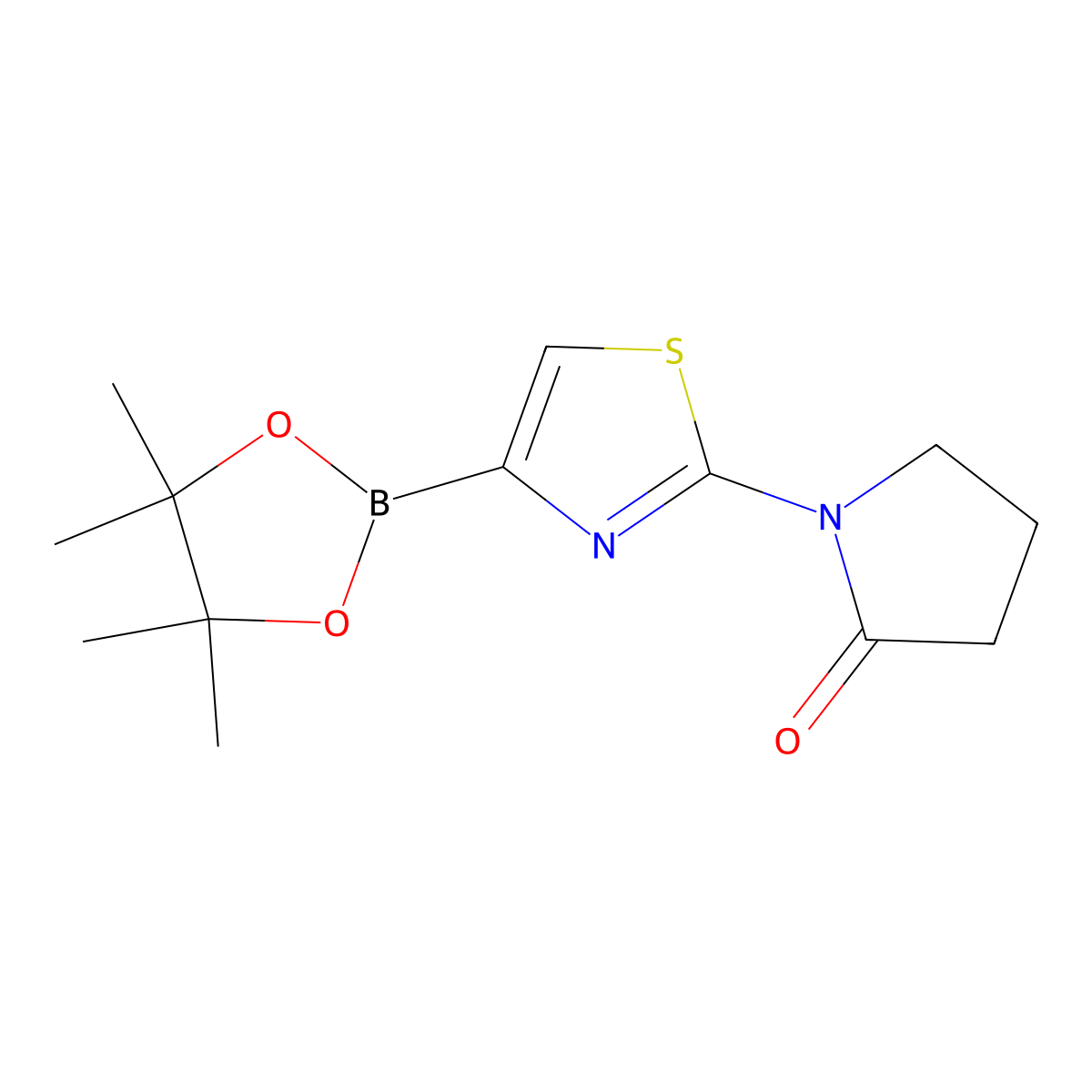 1-(4-(4,4,5,5-Tetramethyl-1,3,2-dioxaborolan-2-yl)thiazol-2-yl)pyrrolidin-2-one molecular structure, CAS 1353316-02-5