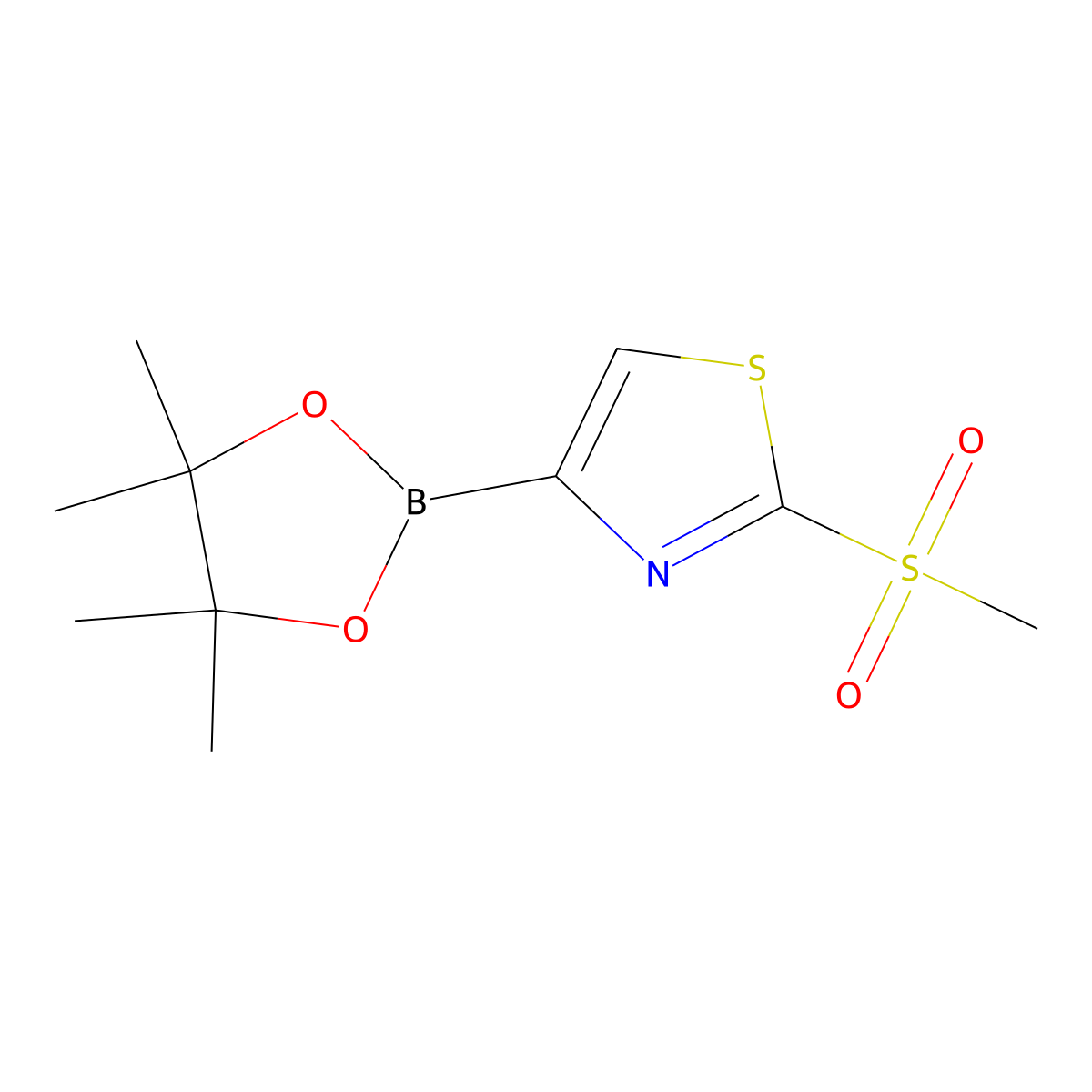 2-(Methylsulfonyl)-4-(4,4,5,5-tetramethyl-1,3,2-dioxaborolan-2-yl)thiazole molecular structure, CAS 1353321-31-9