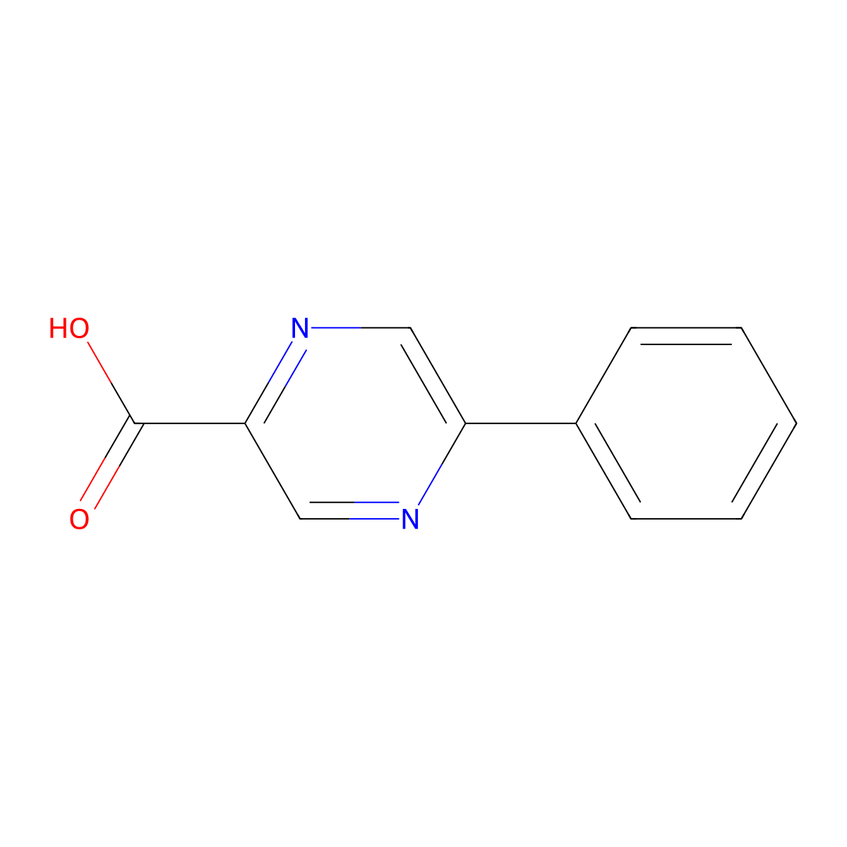 5-Phenylpyrazine-2-carboxylic acid molecular structure, CAS 13534-77-5