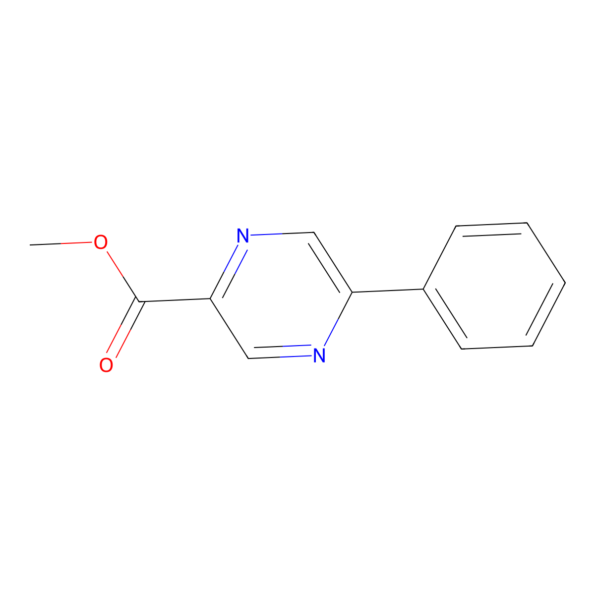 Methyl 5-phenyl-2-pyrazinecarboxylate molecular structure, CAS 13534-78-6