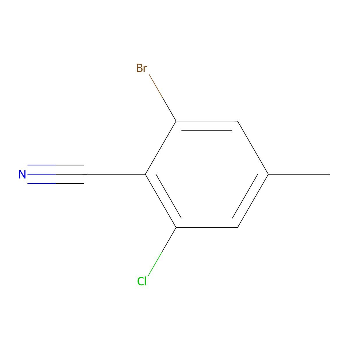 2-Bromo-6-chloro-4-methylbenzonitrile molecular structure, CAS 135340-79-3