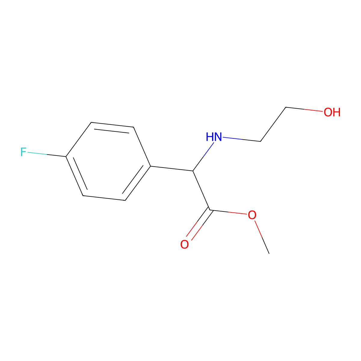 Methyl 2-(4-fluorophenyl)-2-[(2-hydroxyethyl)amino]acetate molecular structure, CAS 1353497-16-1