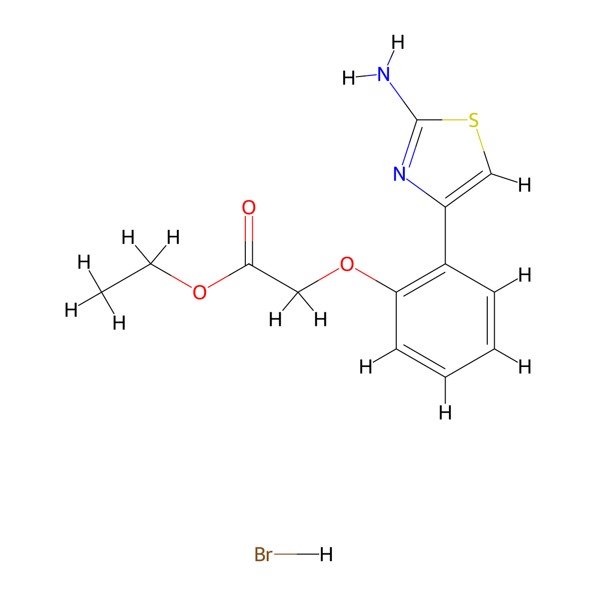 Ethyl 2-[2-(2-amino-1,3-thiazol-4-yl)phenoxy]acetate hydrobromide molecular structure, CAS 1353498-38-0