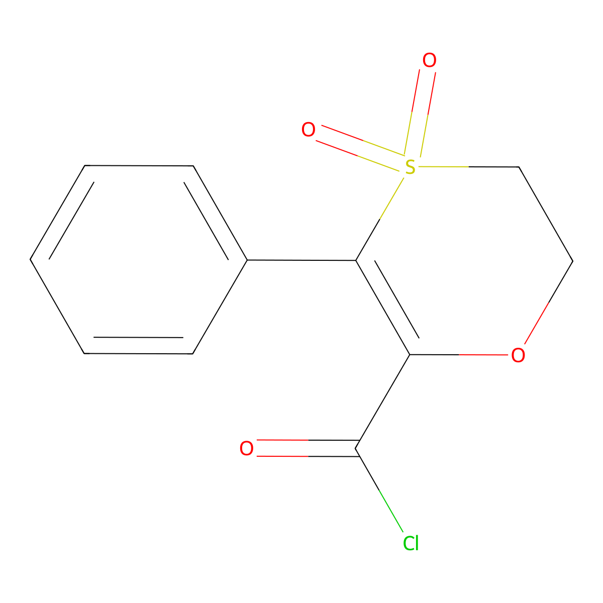 4,4-Dioxo-3-phenyl-5,6-dihydro-1,4$l^{6}-oxathiine-2-carbonyl chloride molecular structure, CAS 1353498-40-4