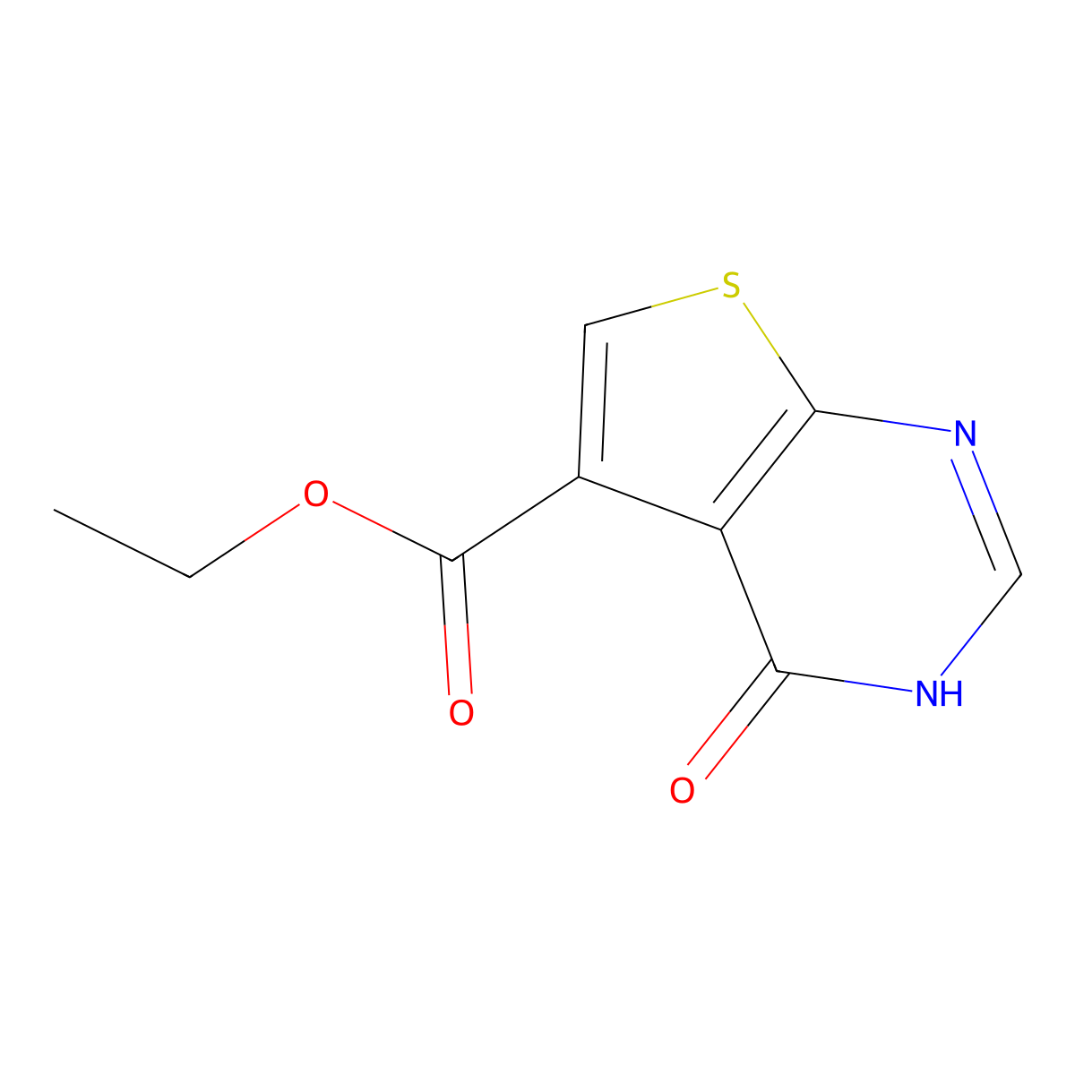 ethyl 4-oxo-3H,4H-thieno[2,3-d]pyrimidine-5-carboxylate molecular structure, CAS 1353498-44-8