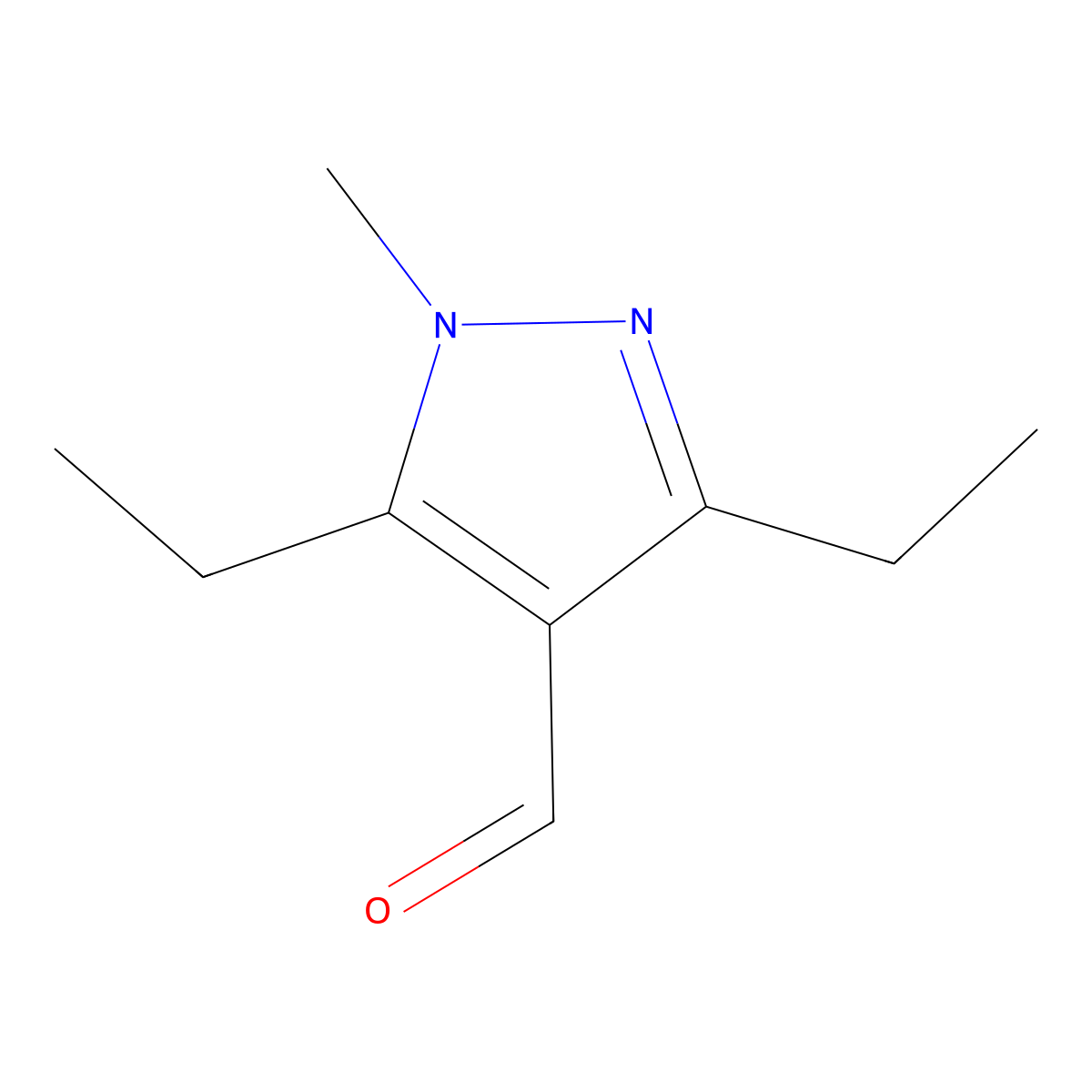 3,5-diethyl-1-methyl-1H-pyrazole-4-carbaldehyde molecular structure, CAS 1353498-48-2