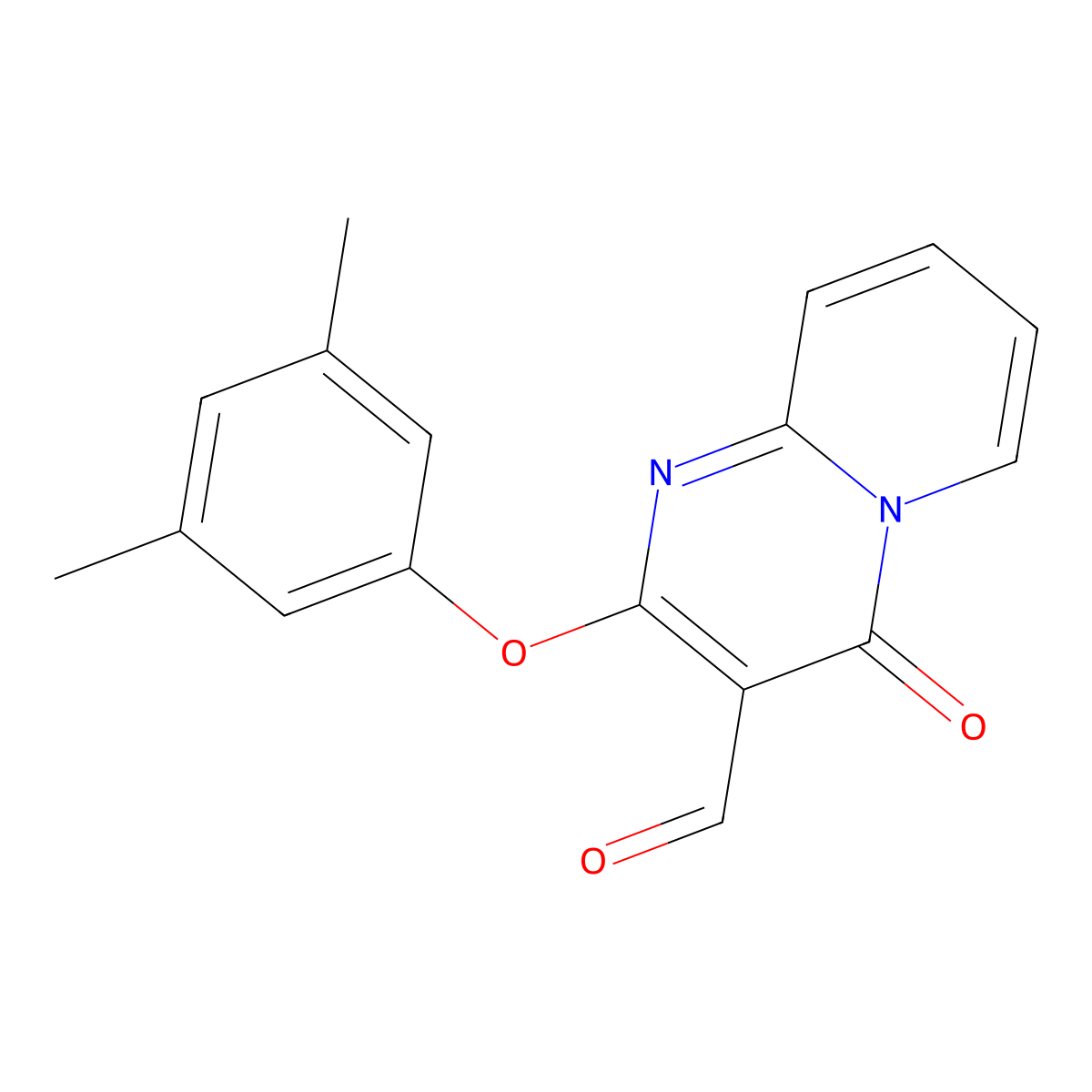 2-(3,5-dimethylphenoxy)-4-oxo-4H-pyrido[1,2-a]pyrimidine-3-carbaldehyde molecular structure, CAS 1353498-61-9