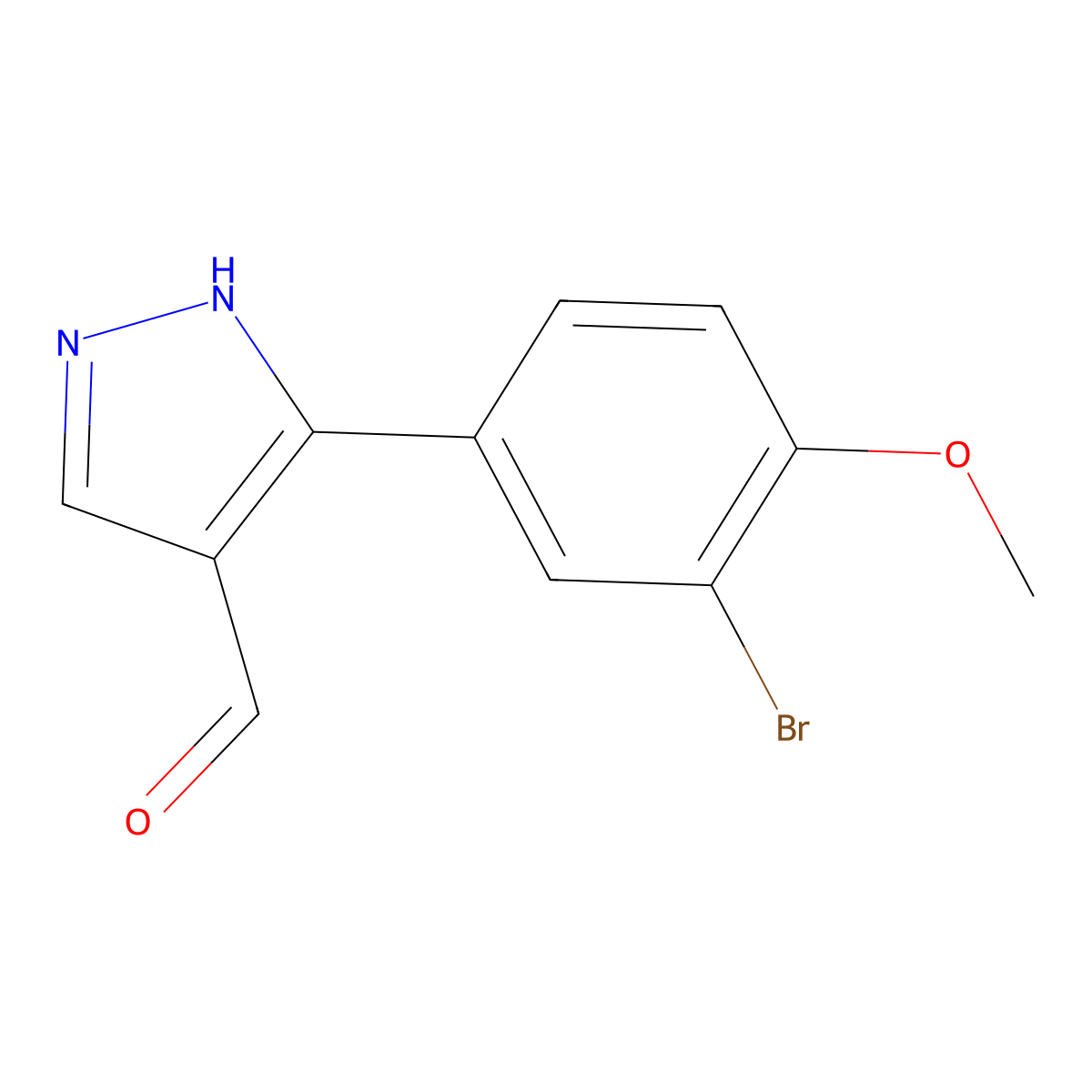 3-(3-bromo-4-methoxyphenyl)-1H-pyrazole-4-carbaldehyde molecular structure, CAS 1353500-92-1