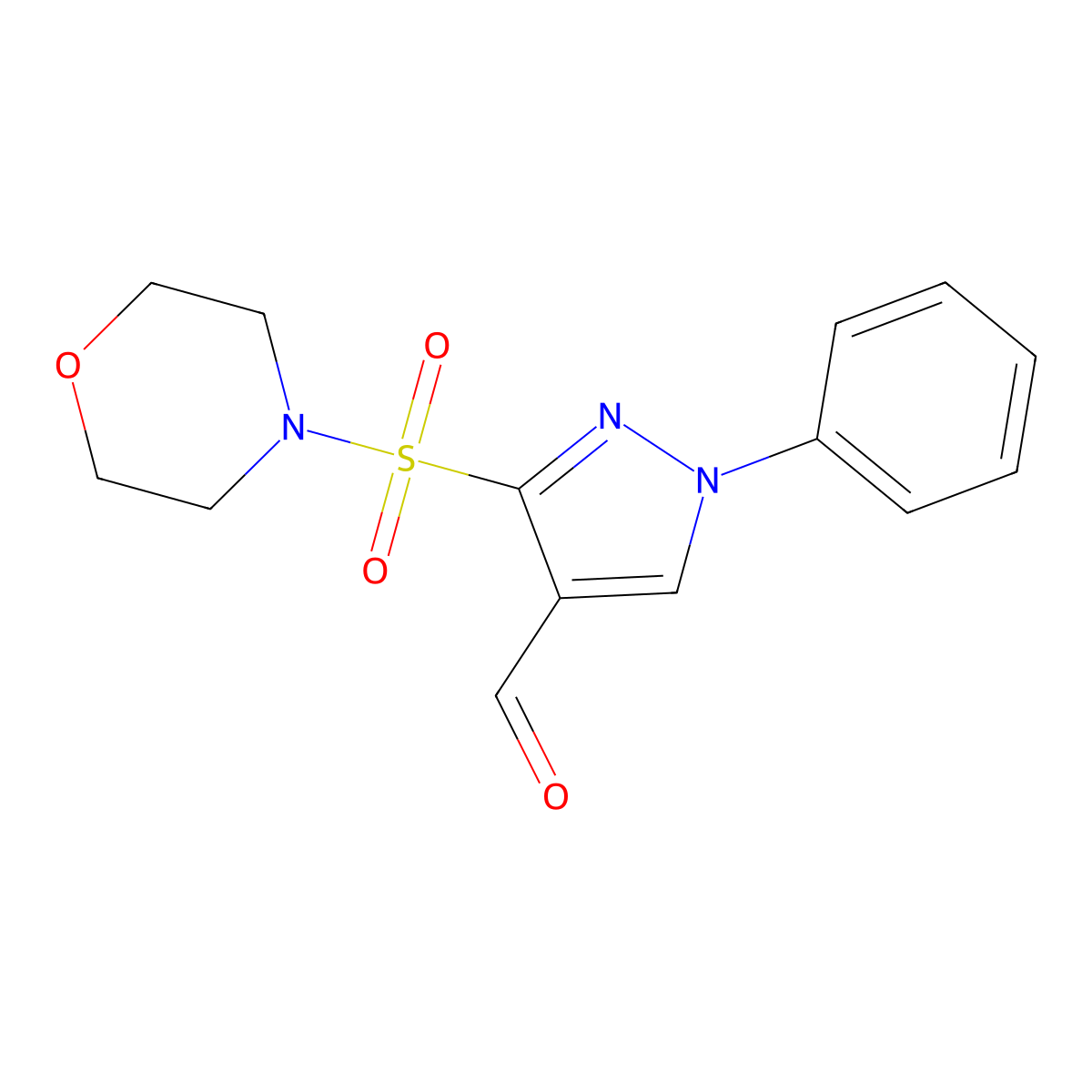 3-(morpholine-4-sulfonyl)-1-phenyl-1H-pyrazole-4-carbaldehyde molecular structure, CAS 1353502-24-5