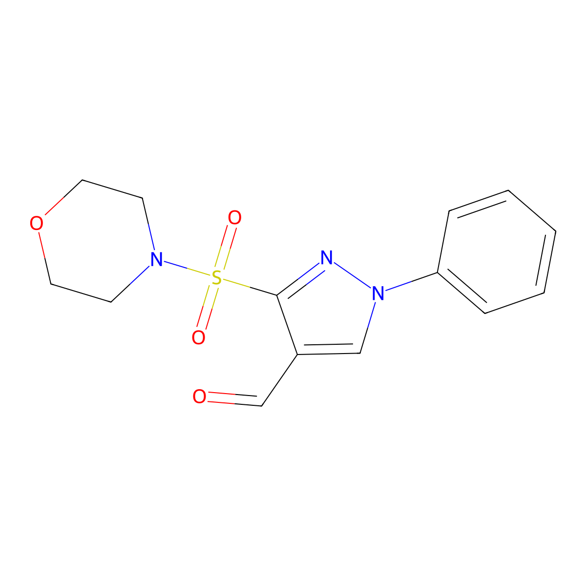 3-(morpholine-4-sulfonyl)-1-phenyl-1H-pyrazole-4-carbaldehyde molecular structure, CAS 1353502-24-5