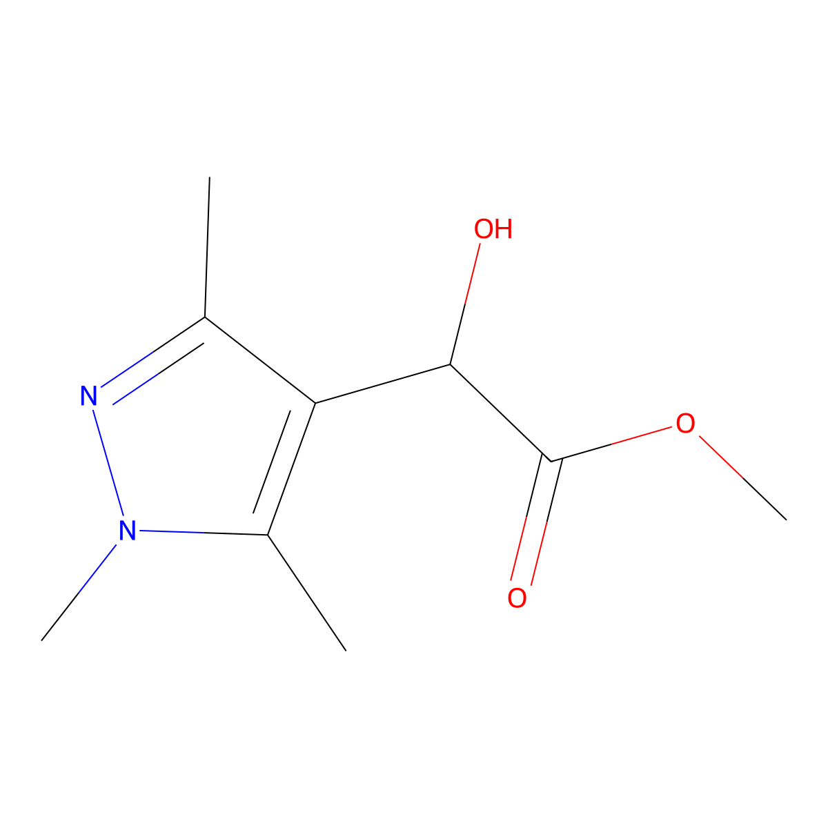 Methyl 2-hydroxy-2-(1,3,5-trimethyl-1H-pyrazol-4-yl)acetate molecular structure, CAS 1353502-30-3
