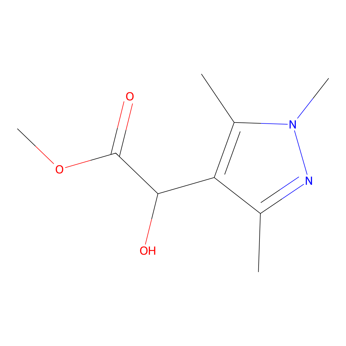 Methyl 2-hydroxy-2-(1,3,5-trimethyl-1H-pyrazol-4-yl)acetate molecular structure, CAS 1353502-30-3
