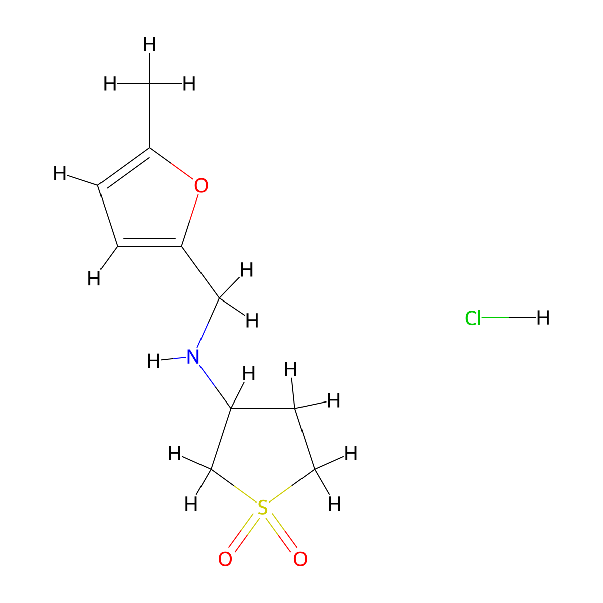 3-{[(5-Methylfuran-2-yl)methyl]amino}-1$l^{6}-thiolane-1,1-dione hydrochloride molecular structure, CAS 1353502-49-4