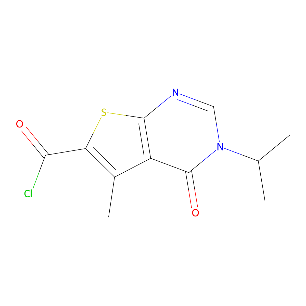 5-methyl-4-oxo-3-(propan-2-yl)-3H,4H-thieno[2,3-d]pyrimidine-6-carbonyl chloride molecular structure, CAS 1353502-92-7