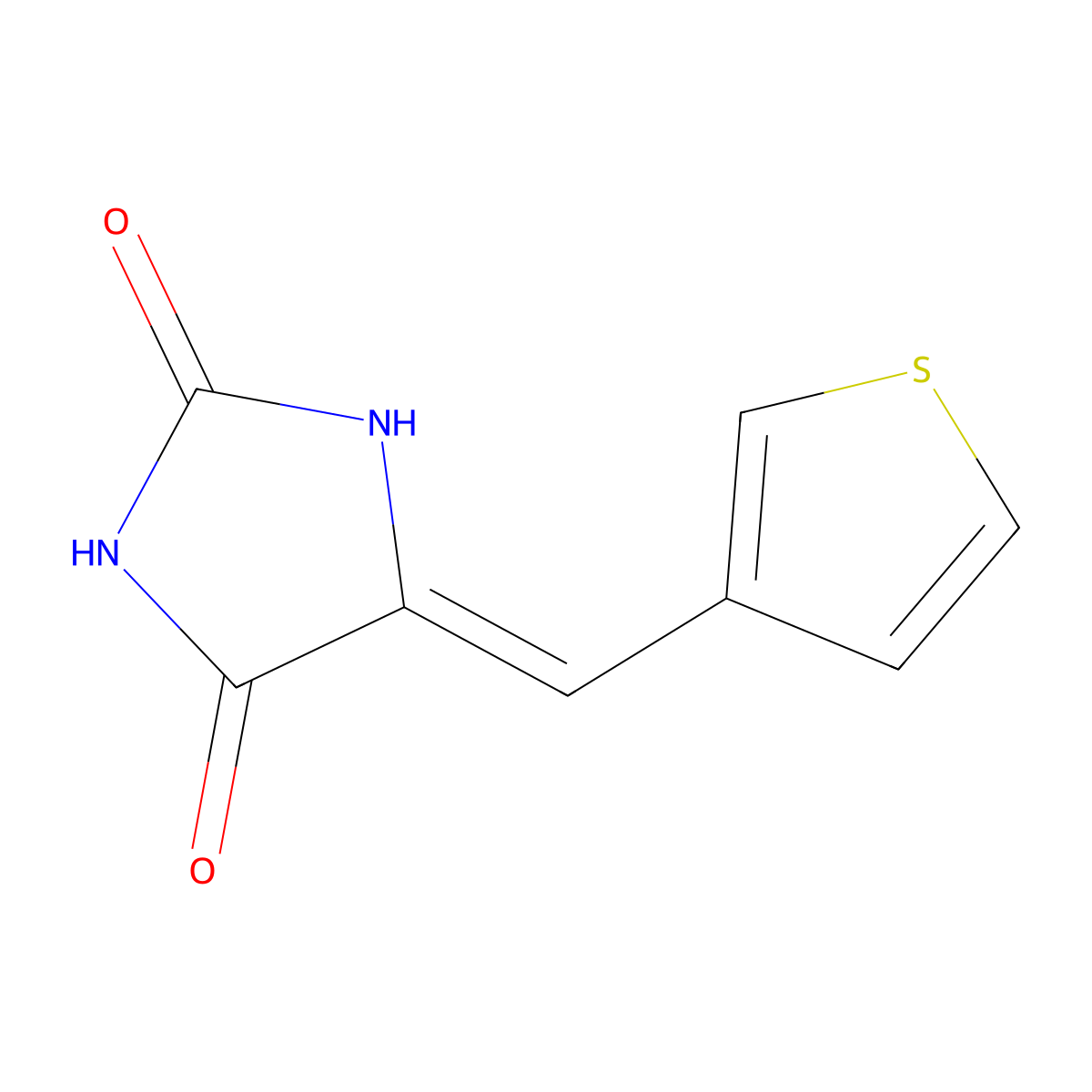 2,4-Imidazolidinedione, 5-(3-thienylmethylene)- molecular structure, CAS 135352-57-7