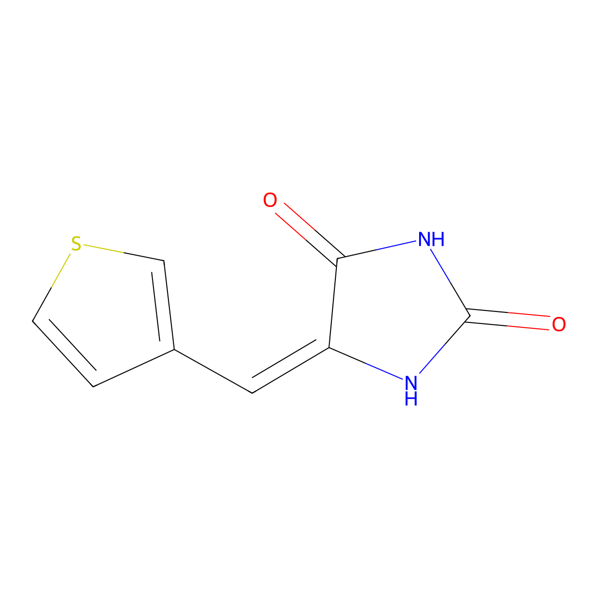 2,4-Imidazolidinedione, 5-(3-thienylmethylene)- molecular structure, CAS 135352-57-7