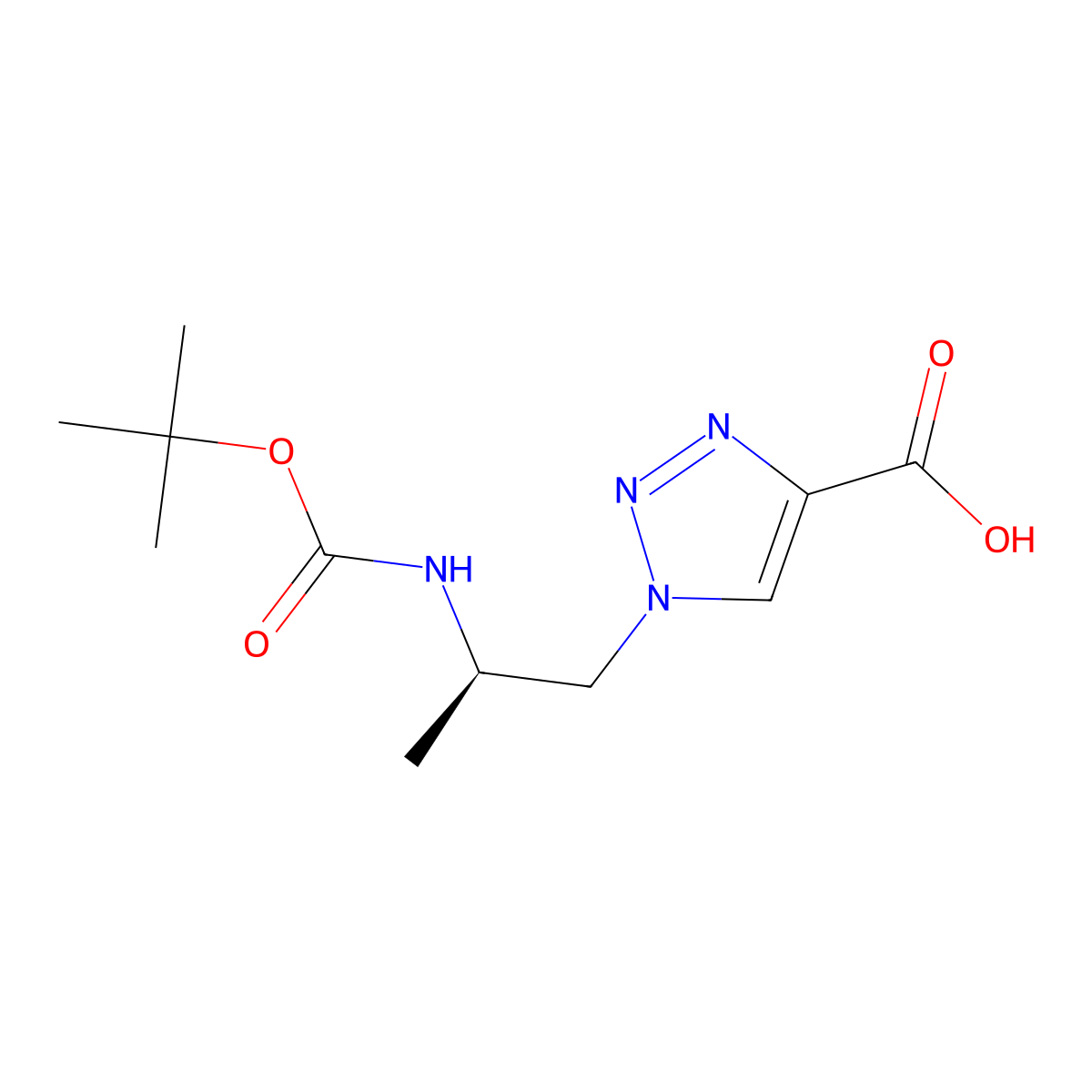1-((2R)-2-(((tert-butoxy)carbonyl)amino)propyl)-1H-1,2,3-triazole-4-carboxylic acid molecular structure, CAS 1353548-46-5