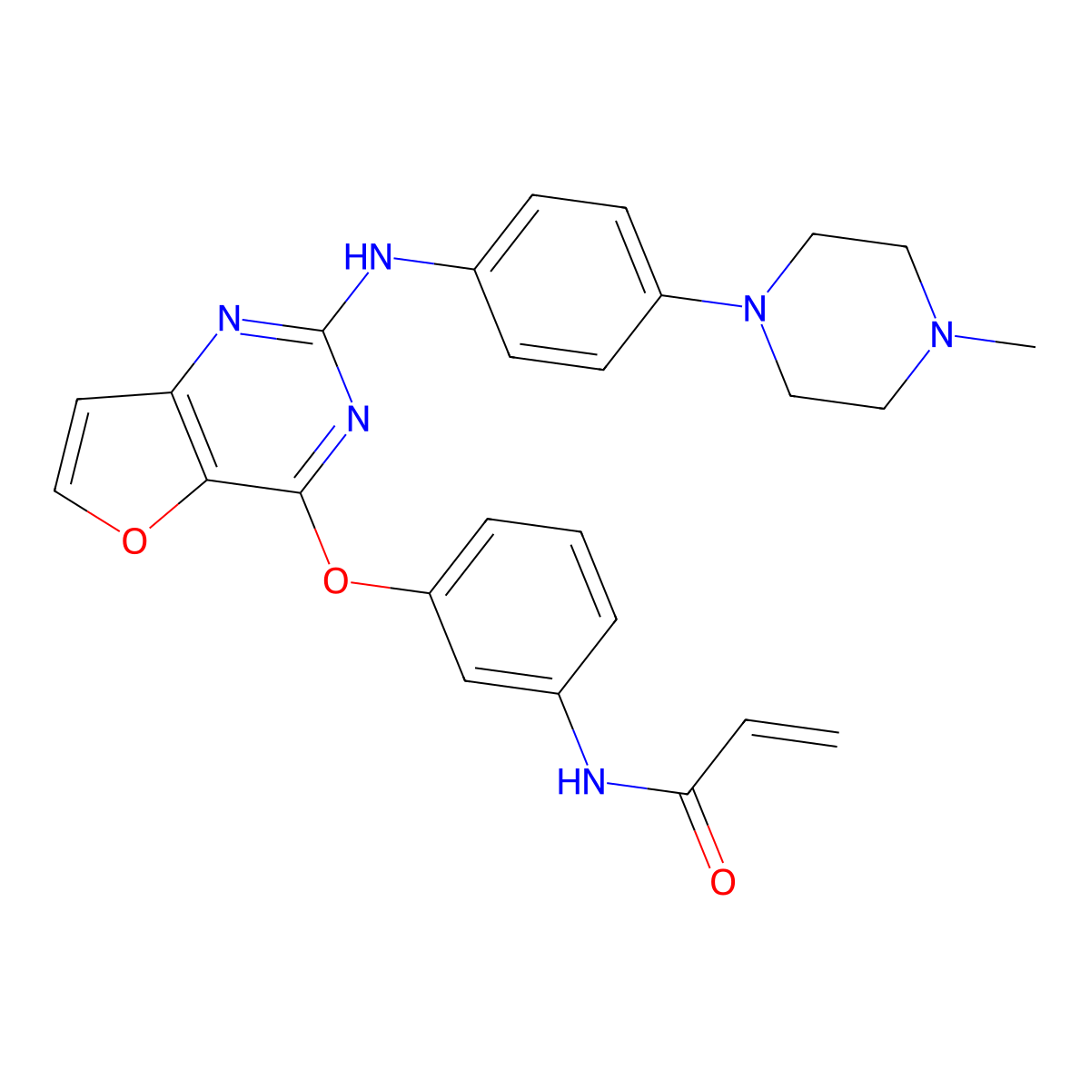 N-(3-((2-((4-(4-Methyl-1-piperazinyl)phenyl)amino)furo(3,2-d)pyrimidin-4-yl)oxy)phenyl)-2-propenamide molecular structure, CAS 1353552-97-2