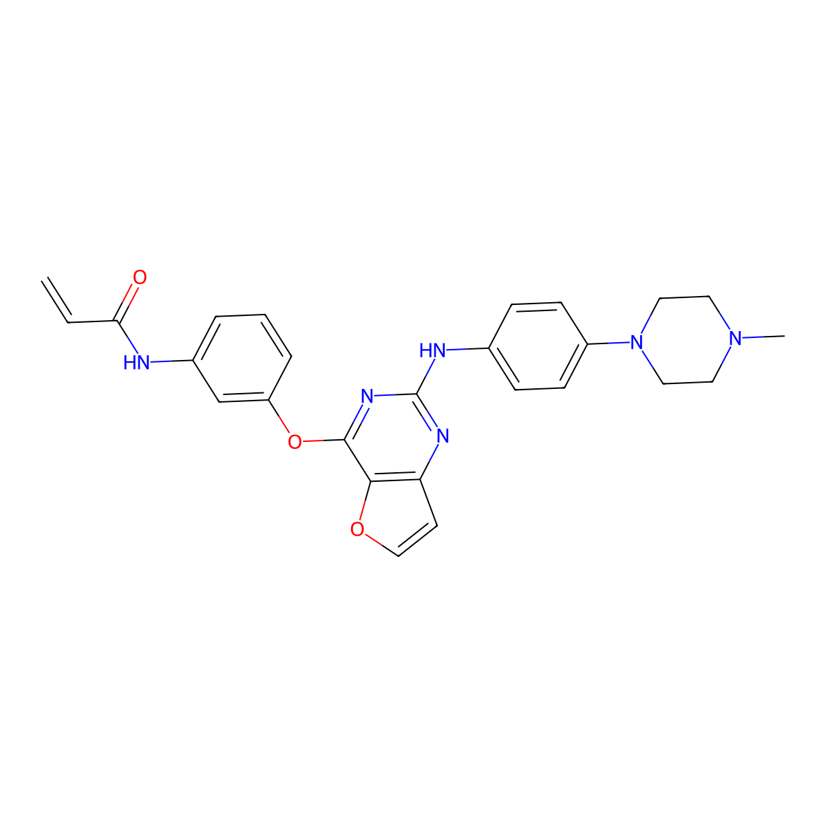 N-(3-((2-((4-(4-Methyl-1-piperazinyl)phenyl)amino)furo(3,2-d)pyrimidin-4-yl)oxy)phenyl)-2-propenamide molecular structure, CAS 1353552-97-2