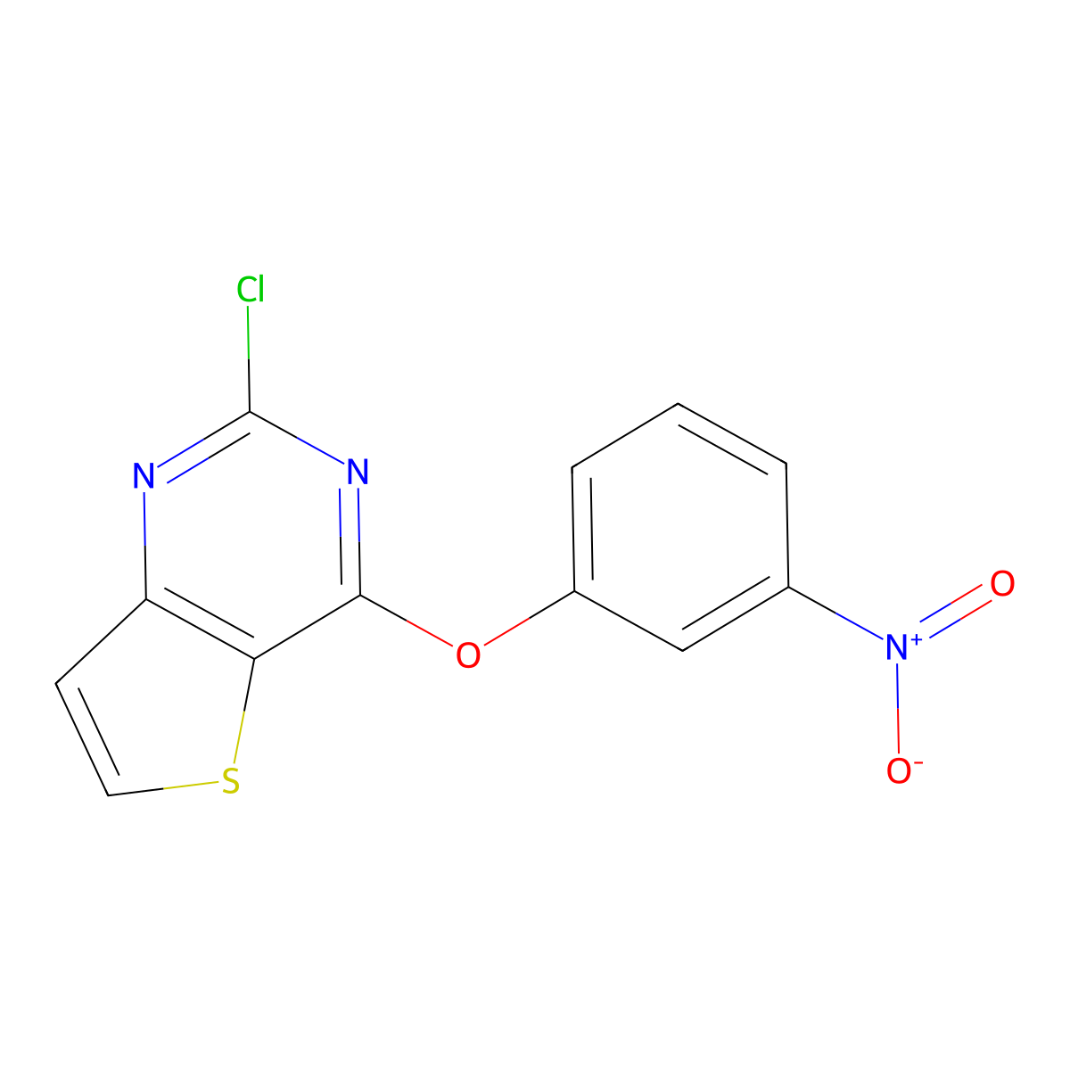 2-Chloro-4-(3-nitrophenoxy)thieno[3,2-d]pyrimidine molecular structure, CAS 1353553-07-7