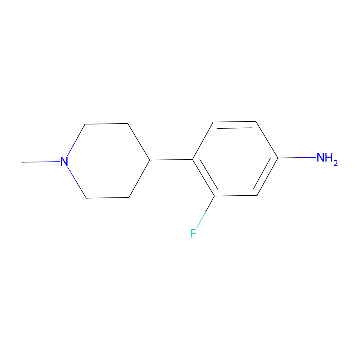 3-Fluoro-4-(1-methylpiperidin-4-yl)aniline molecular structure, CAS 1353553-81-7