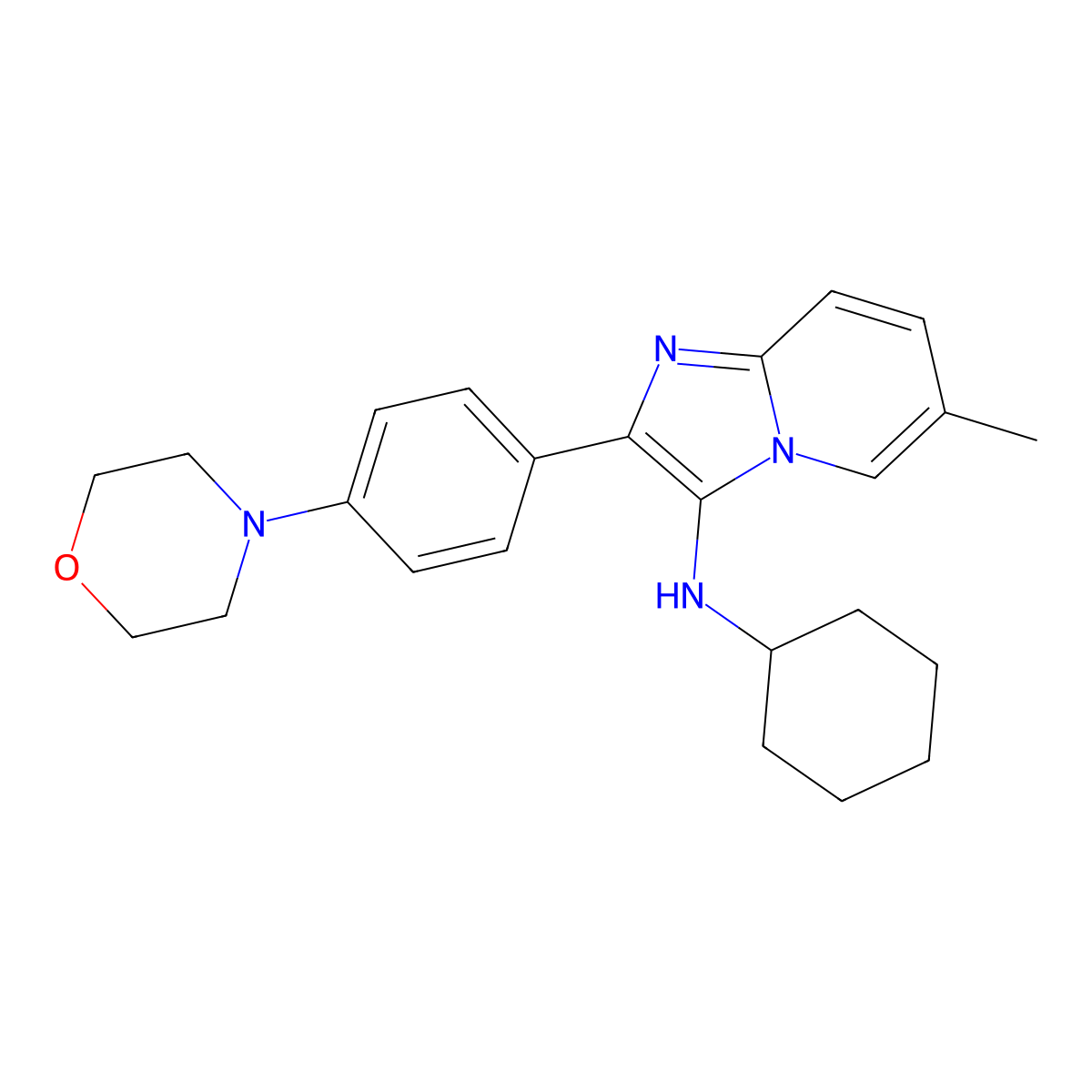 N-cyclohexyl-6-methyl-2-(4-morpholinophenyl)imidazo[1,2-a]pyridin-3-amine molecular structure, CAS 1353567-32-4