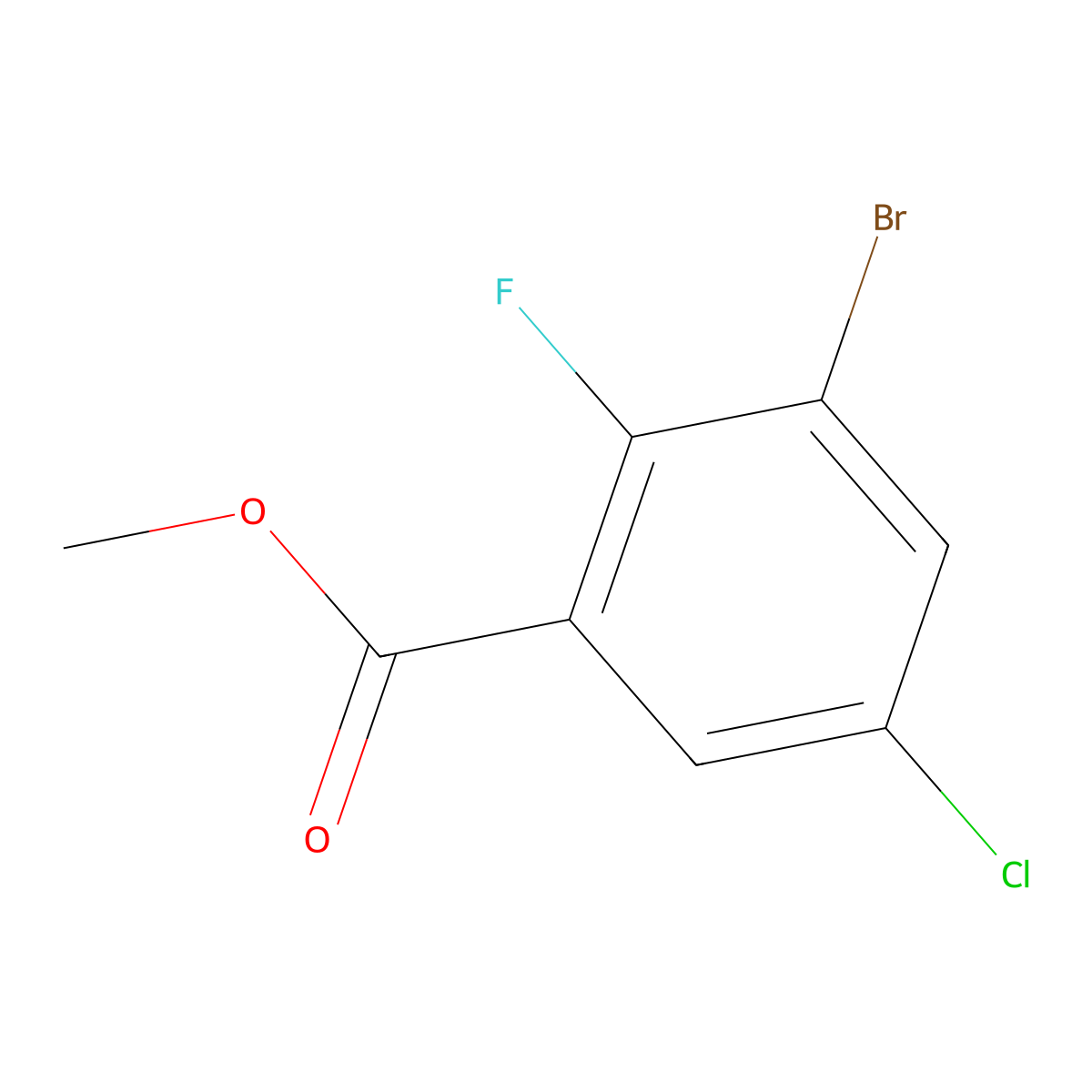 Methyl 3-bromo-5-chloro-2-fluorobenzoate molecular structure, CAS 1353575-32-2