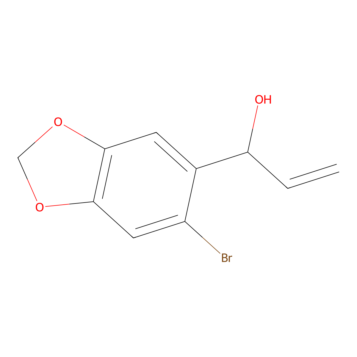 1-(6-Bromo-1,3-dioxaindan-5-yl)prop-2-en-1-ol molecular structure, CAS 1353576-97-2