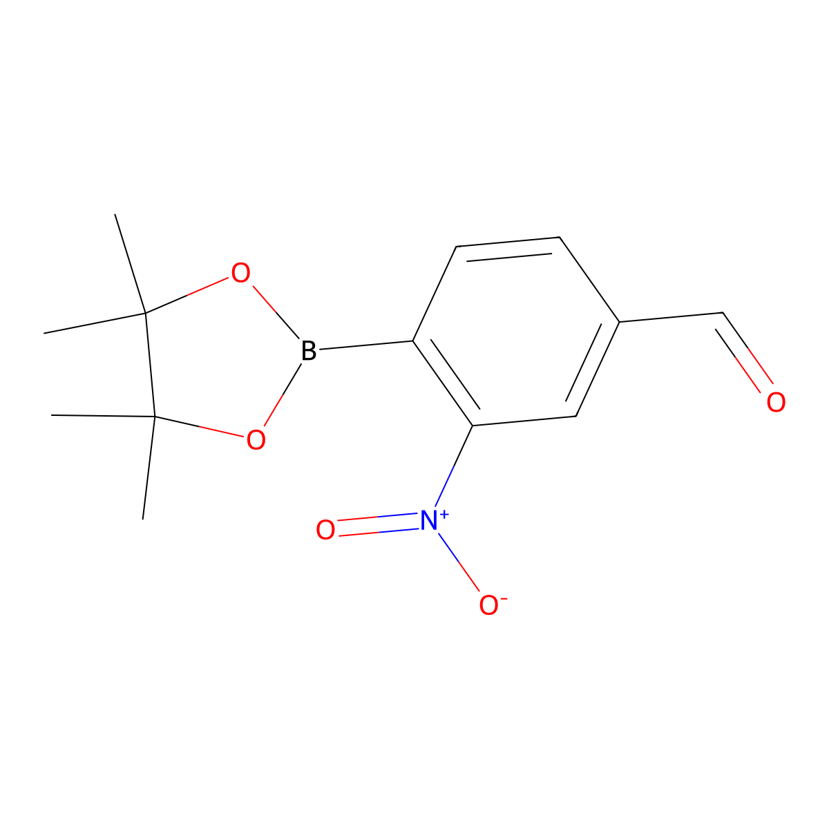 3-Nitro-4-(4,4,5,5-tetramethyl-1,3,2-dioxaborolan-2-yl)benzaldehyde molecular structure, CAS 1353580-69-4