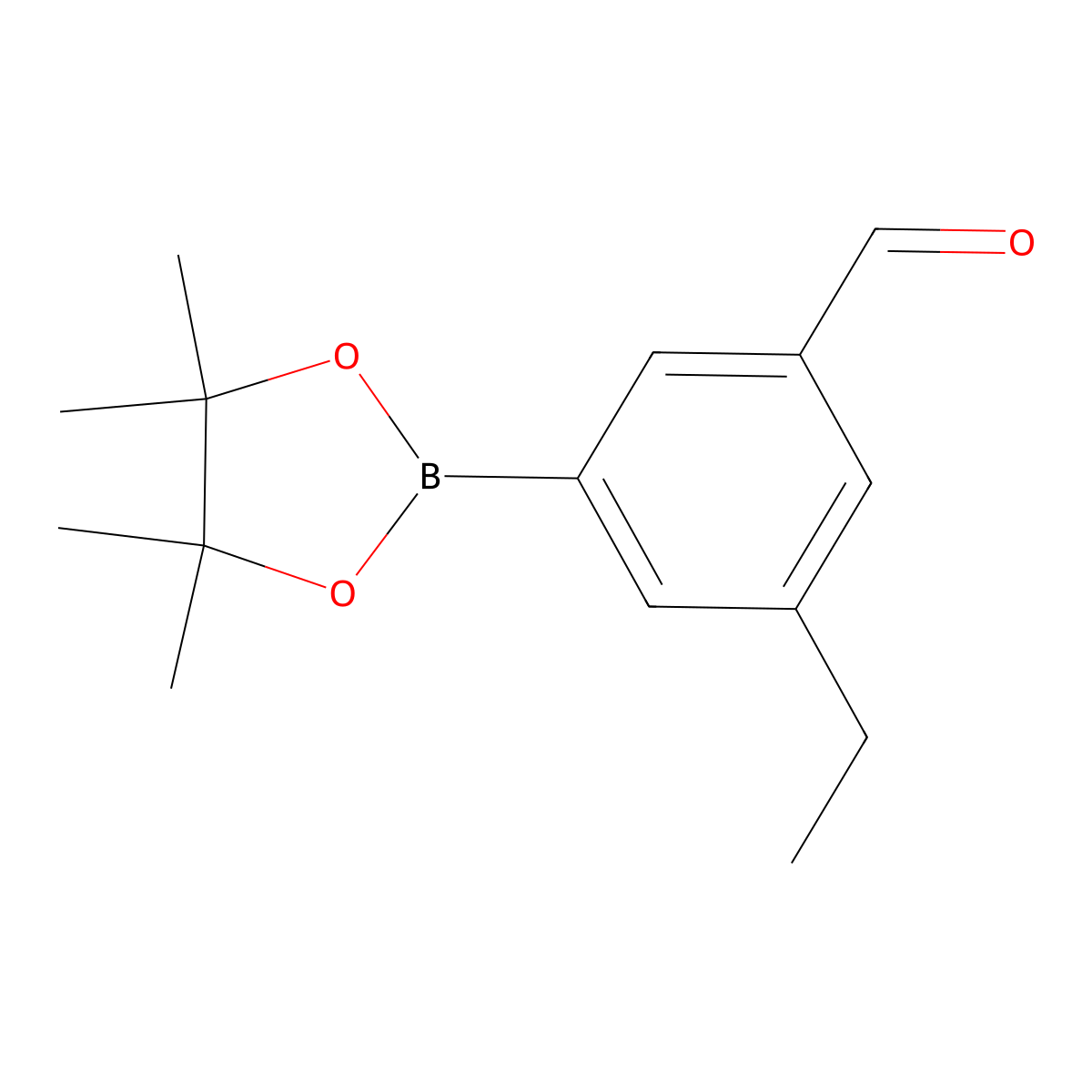 Benzaldehyde, 3-ethyl-5-(4,4,5,5-tetramethyl-1,3,2-dioxaborolan-2-yl)- molecular structure, CAS 1353581-50-6